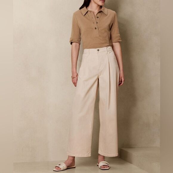 Banana Republic Tan Wide Leg Jeans - Picture 1 of 8